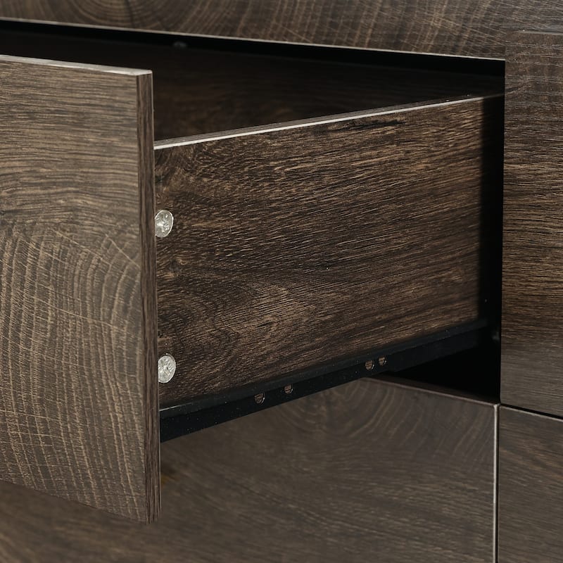 Modern Buffet Cabinet with 6 Storage Drawers and Gold Metal Handles for Dining Room, Living Room, Kitchen