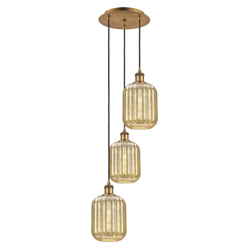 Innovations Lighting Endless Possibilities Ballston - Preston - 3 Light 13" Jar Shade Cord Hung Multi Pendant - Mercury/Brushed Brass