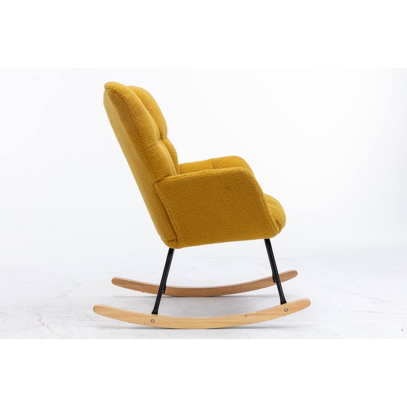 Teddy Fabric Rocking Glider Chair with Wooden Frame and 250lb Weight Capacity