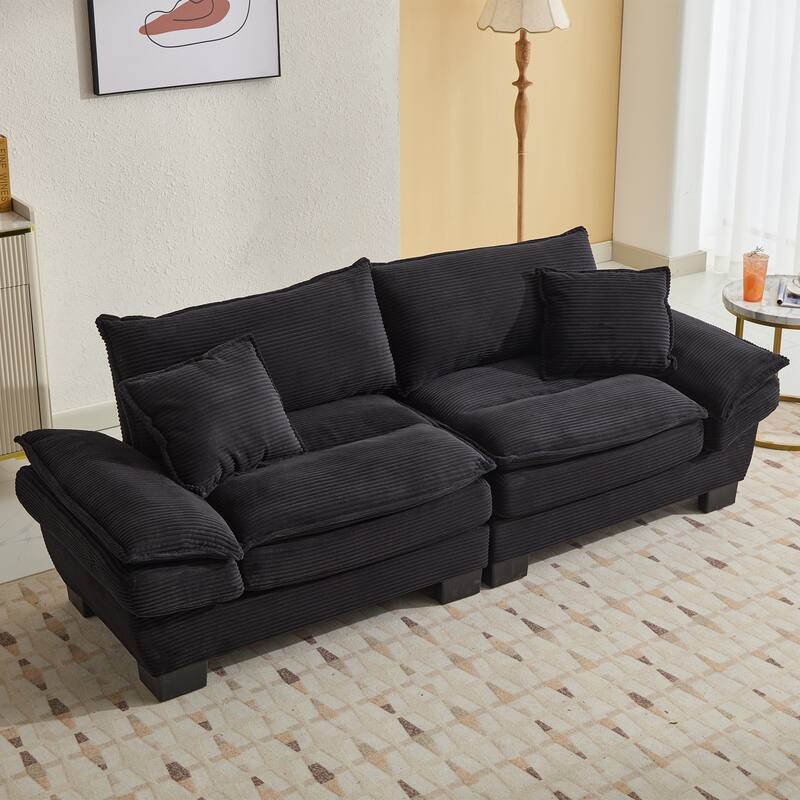 Durable 2-Seater Corduroy Couch with Broad Plastic Legs & Spacious 23-inch Seat