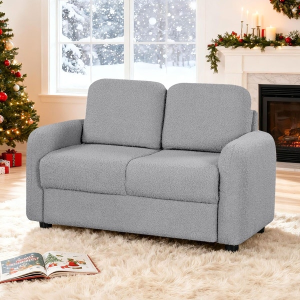 slide 2 of 30, Gymax 2-Seat Kids Sofa Toddler Sofa Couch w/ Soft Teddy Fleece Grey