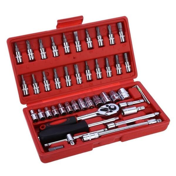 Shop Black Friday Deals On Replaitz 46pcs 1 4 Inch Socket Ratchet Wrench Combo Tools Kit Overstock 31926107