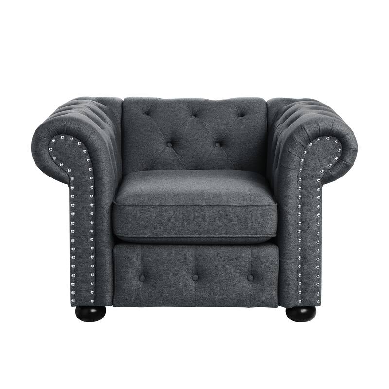 Corvus Aleksis Tufted Chesterfield Club Chair with Rolled Arms