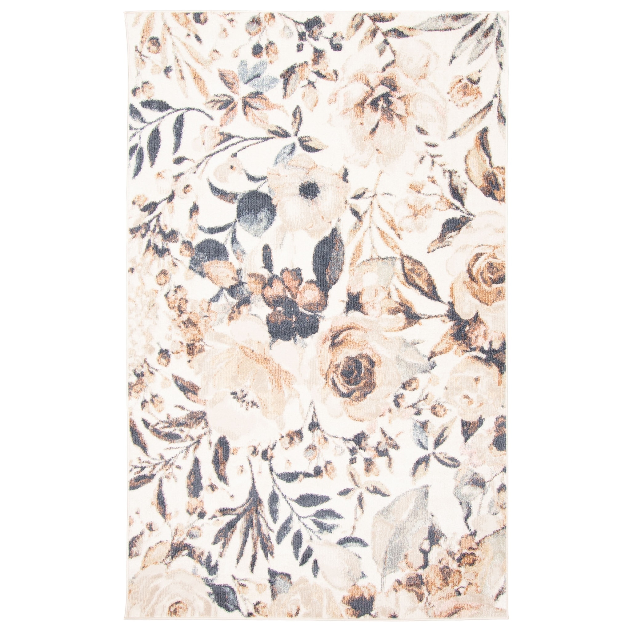 ECARPETGALLERY Machine Woven Rosette Ivory Area Rug