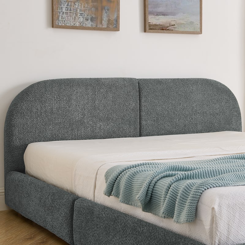 Queen Size Upholstered Bed Frame with Tall Headboard
