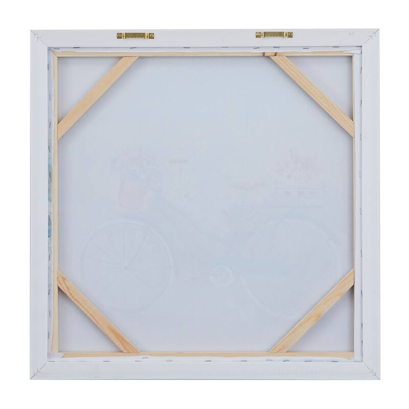 Canvas Bike Framed Wall Art with Tan Frame - Blue - Roche River Decor