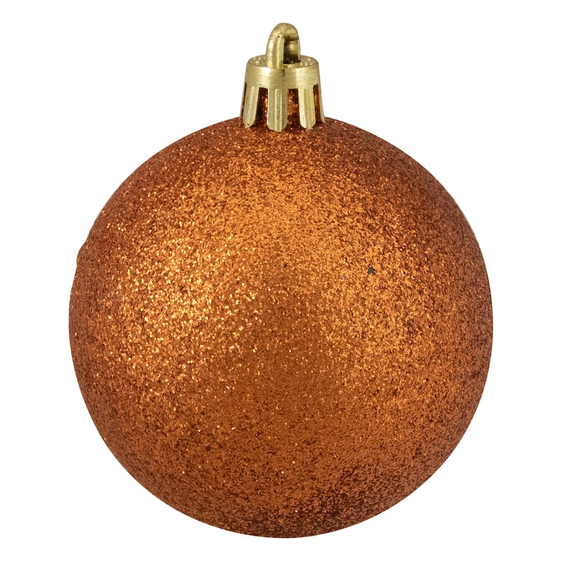 24ct Burnt Orange Shatterproof 4-Finish Christmas Ball Ornaments 2.5"