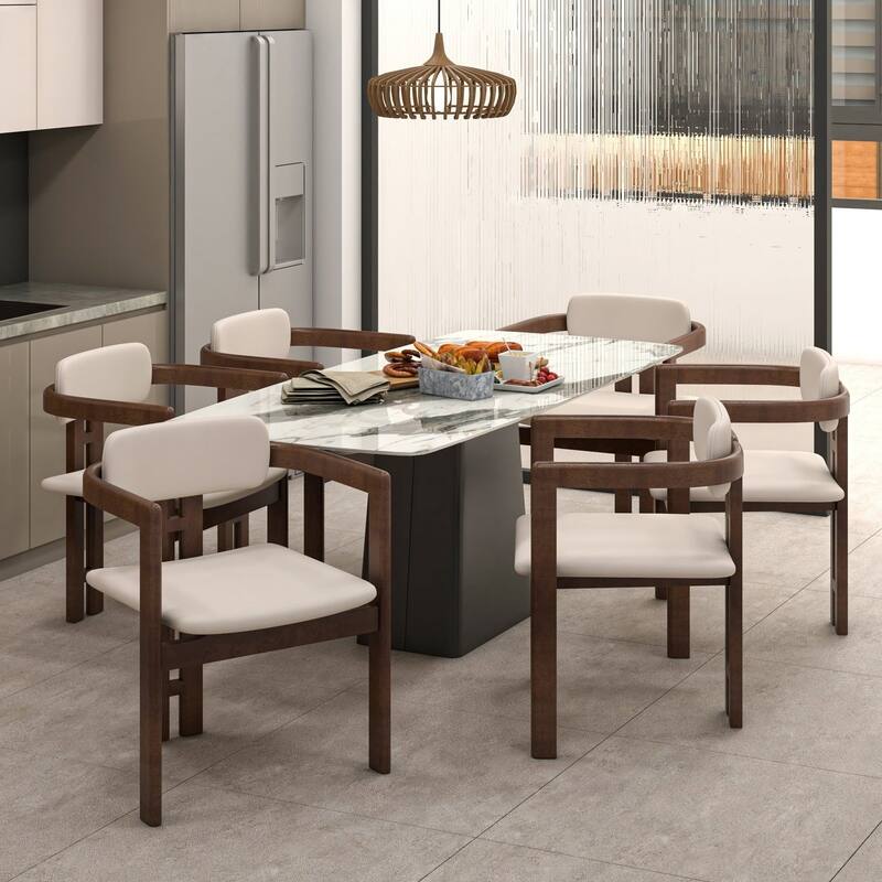 Velo Solid Wood Dining Chair Open Back Modern Accent Side Armchair