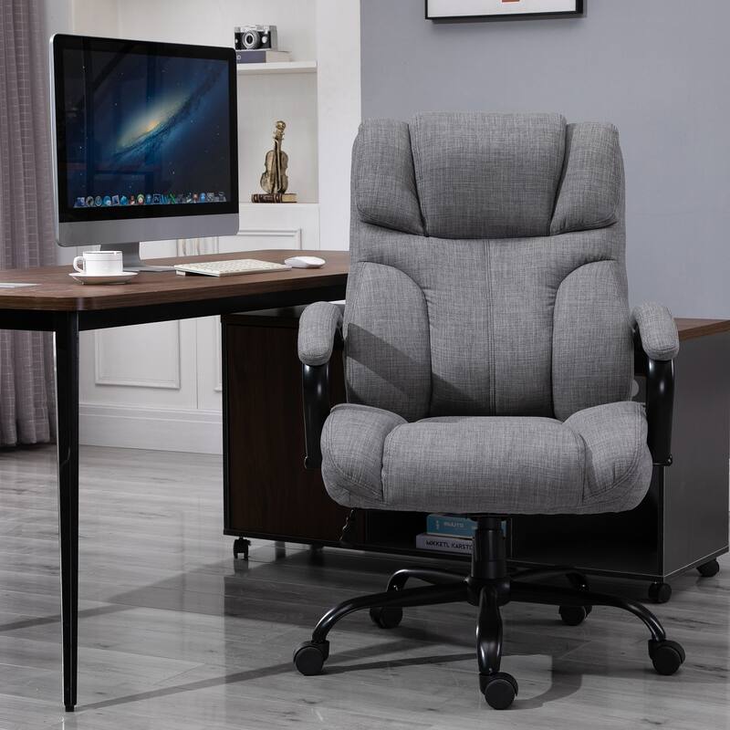 Vinsetto Swivel Ergonomic Big & Tall Office Computer Desk Chair with 5 Univeral Wheels & a Linen Finish