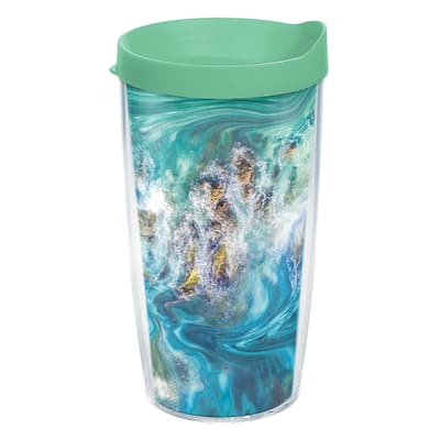Tervis Teal Splash Made in USA Double Walled Insulated Travel Tumbler, Classic