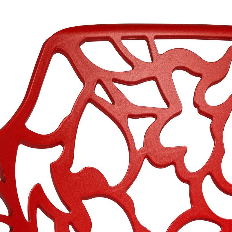 Devon Modern Floral Cutout Dining Chair with Integrated Armrest Stackable Aluminum Frame UV-Resistant Patio Chair Set of 2