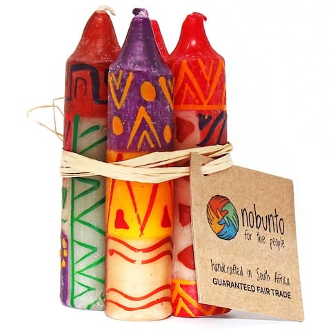 Hand-Painted Unscented 4" Dinner or Shabbat Candles, Set of 4 (South Africa)