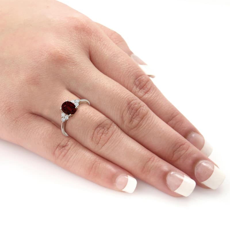 Auriya 1 1/10ct Oval Garnet and Diamond Engagement Ring 1/4ctw 14k Gold