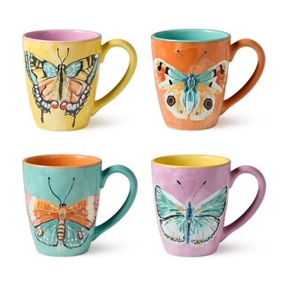Certified International Butterflies Mugs 16oz, 4 Assorted Designs, Set of 4  - Bed Bath & Beyond - 42680362