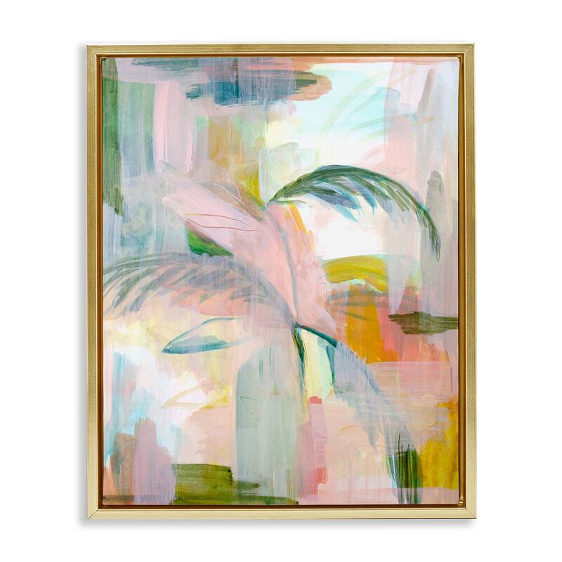 Stupell Palm City Abstraction Framed Floater Canvas Wall Art Design By Gemma Bardot - 25 x 31 - Gold