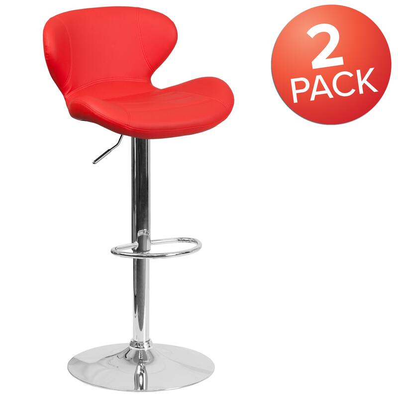 Modern Low-back Height-adjustable Chrome/Vinyl Barstools (Set of 2)