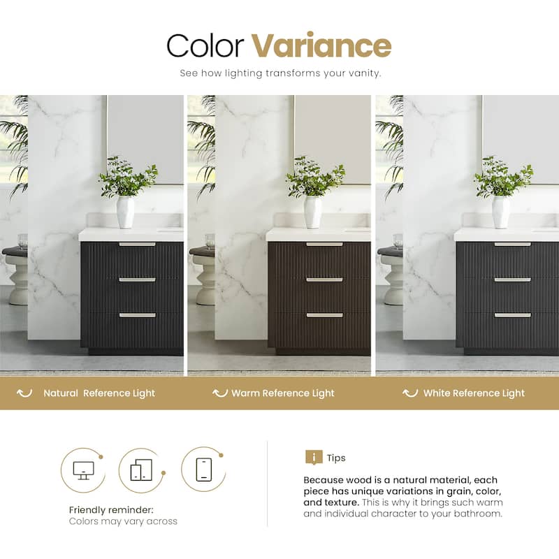 Santarem Single Vanity with Pure White Quartz Stone Top without Mirror