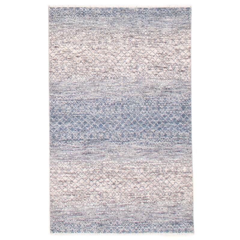 ECARPETGALLERY Hand-knotted Silk Shadow Blue Wool Rug - 4'0 x 6'2