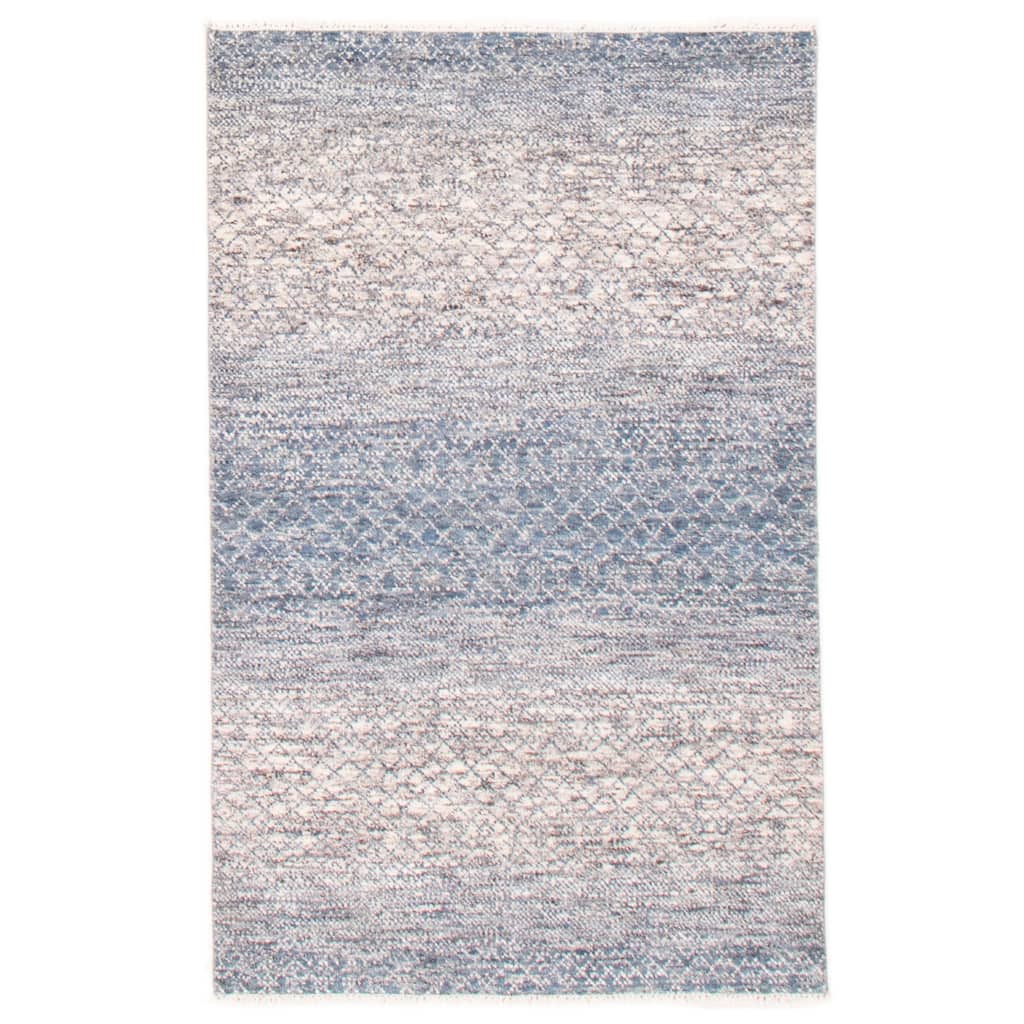 ECARPETGALLERY Hand-knotted Silk Shadow Blue Wool Rug - 4'0 x 6'2