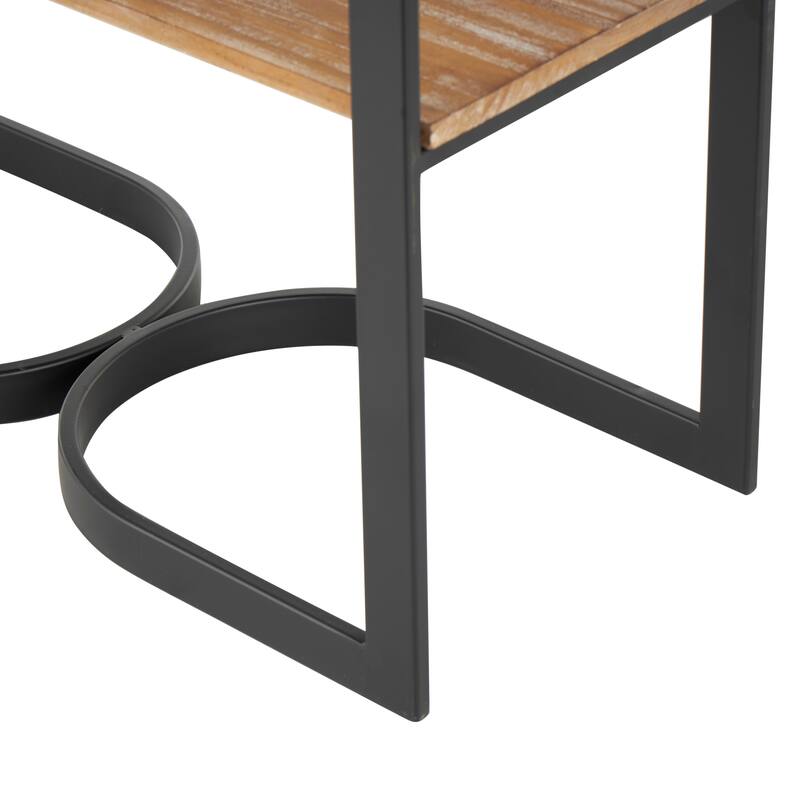 Metal 4 Tier Shelving Unit with Wood Shelves and Arched Designs - Black - Roche River Decor - 10"W x 24"L x 68"H
