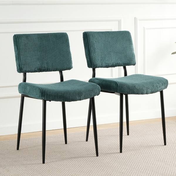 slide 2 of 11, Green Fabric Dining Chair Dressing Chairs Stool Side Chairs Set of 2 Turquoise