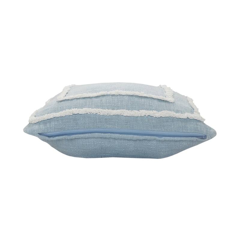 Sevita Guajira Contemporary Textured Sky Blue/White Cotton Throw Pillow