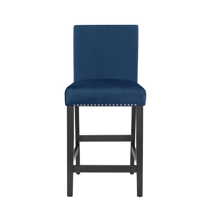 Contemporary Velvet Counter Stool with Nailhead Trim,Set of 2