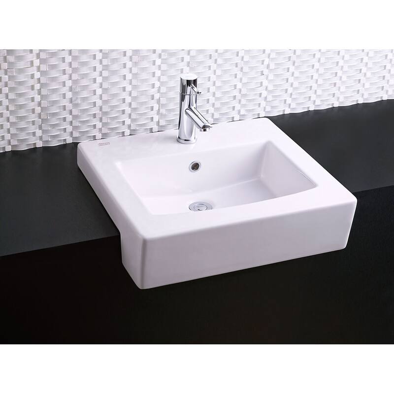 American Standard Boxe 19-3/4" Drop In Fireclay Bathroom Sink with - White
