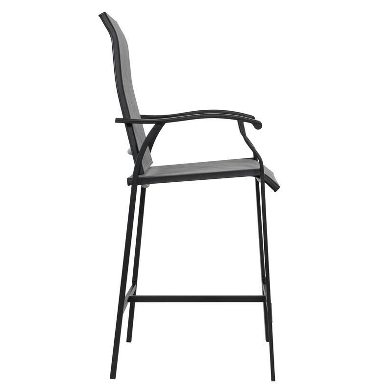 Outdoor 2-Piece Textilene Bar Stools with High Backrest, Gray
