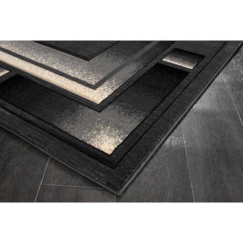 Rhodes Collection Anthracite/Light Grey Floral Area Rug