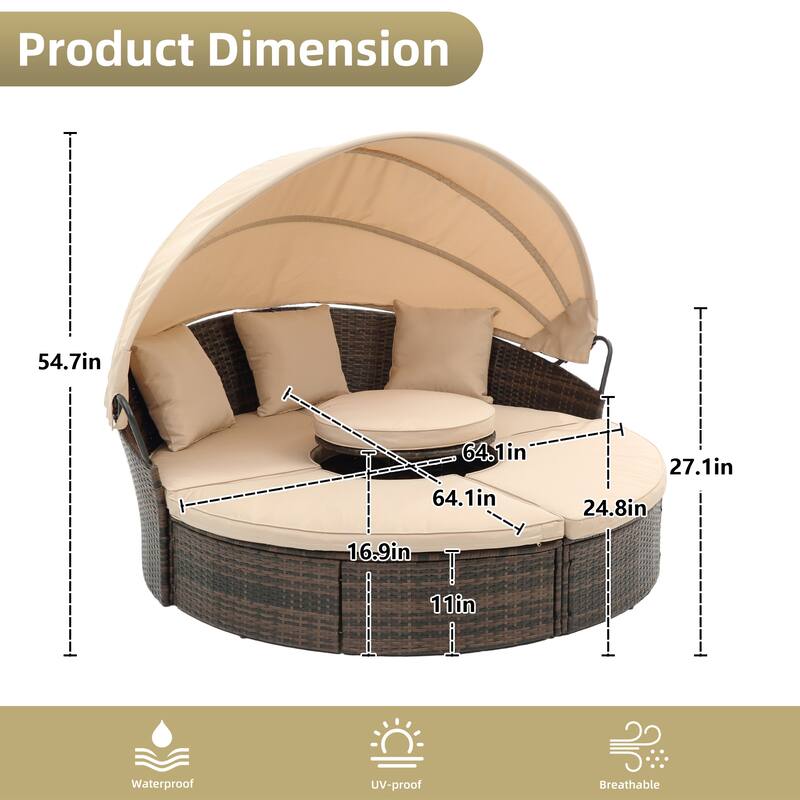 GALDWIN outdoor rattan bed, balcony courtyard sunshade sofa