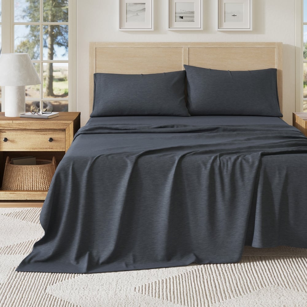 Linery & Co. Heathered Melange Cotton Jersey Knit Sheet Set
