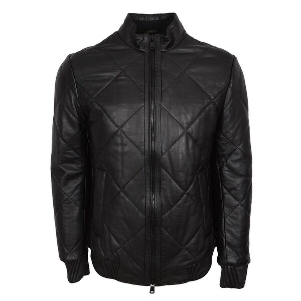 BOSS Hugo Boss Men's Black Quilted Lambskin Leather Biker ... (600 x 600 Pixel)