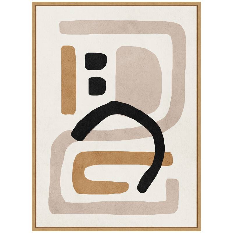 Kate and Laurel Sylvie Neutral Abstract 2 Minimal Modern Art Framed Canvas by July Art Prints