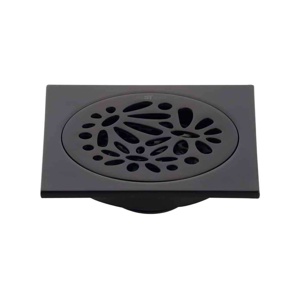 Kingston Brass Watercourse 4" Wide Floral Square Shower Drain