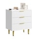 preview thumbnail 5 of 6, Modern Natural Wood Color Fluted Dresser, Wooden Chest with Gold Metal Handles & Legs