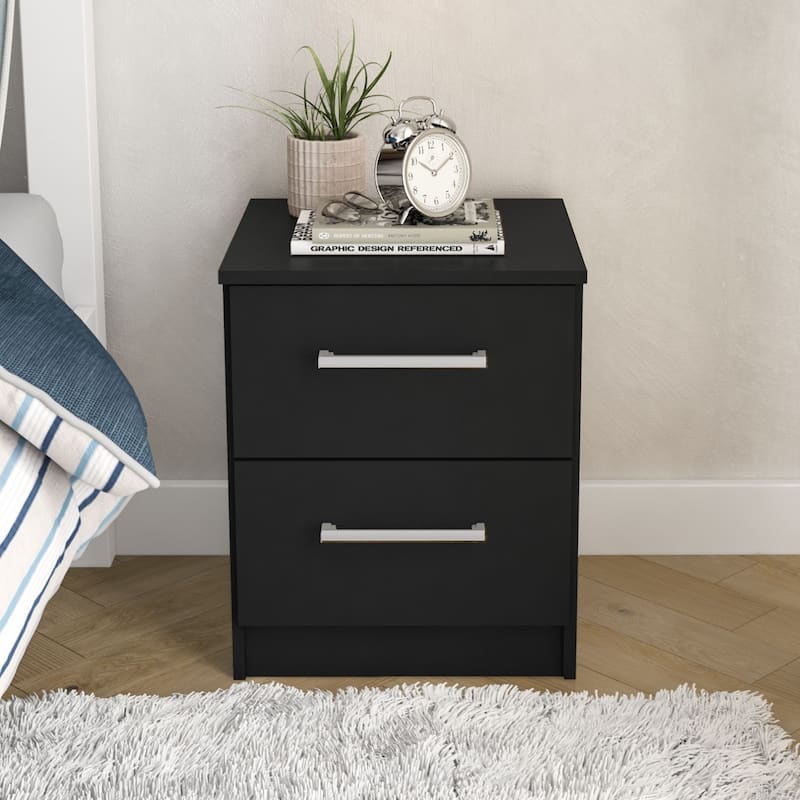 Polifurniture Juliette Modern 2 Drawer Nightstand - Black