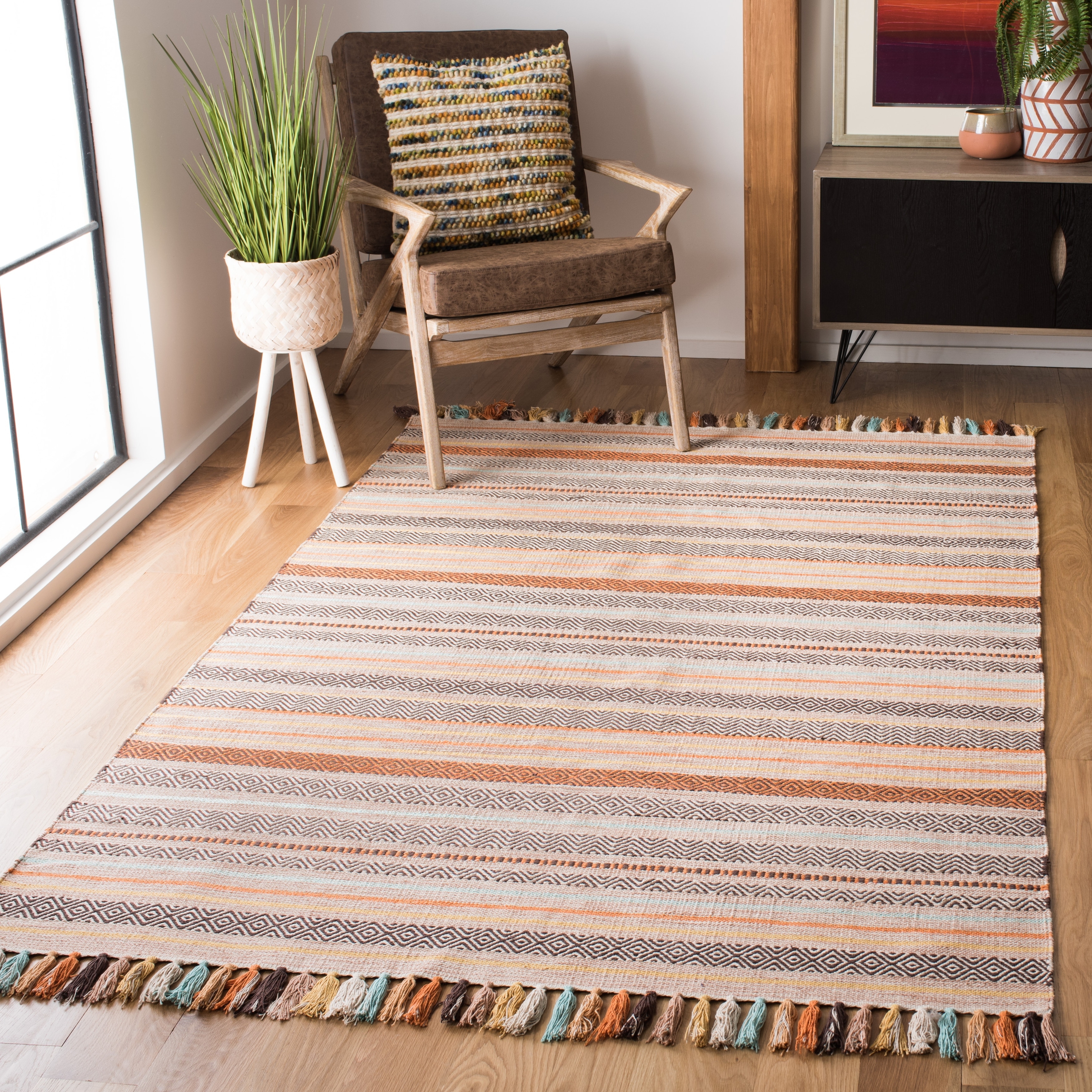 SAFAVIEH, Handmade Flatweave Montauk Tihana Casual Cotton Rug