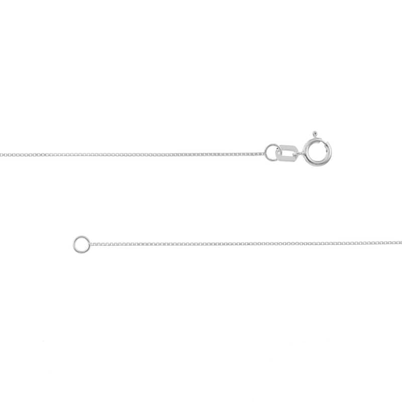 Curata 10k White Gold 0.55mm Box Chain Necklace With 5mm Square (Spring Ring)