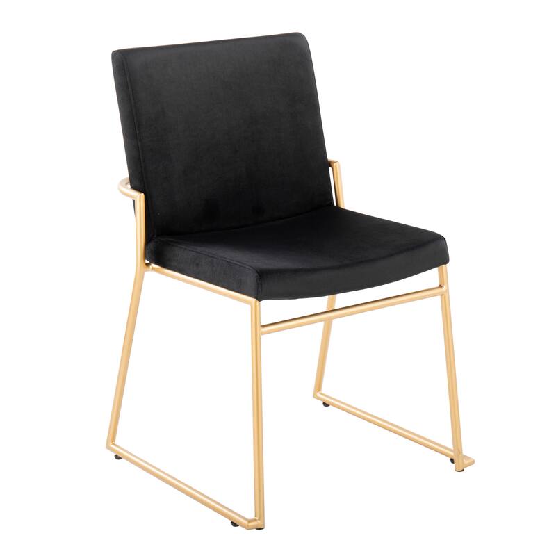 Silver Orchid Jayci Gold Metal Dining Chair (Set of 2) - Black Velvet/Gold Metal
