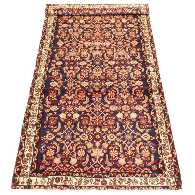 ECARPETGALLERY Hand-knotted Andelz Navy Wool Rug - 3'8 x 9'4