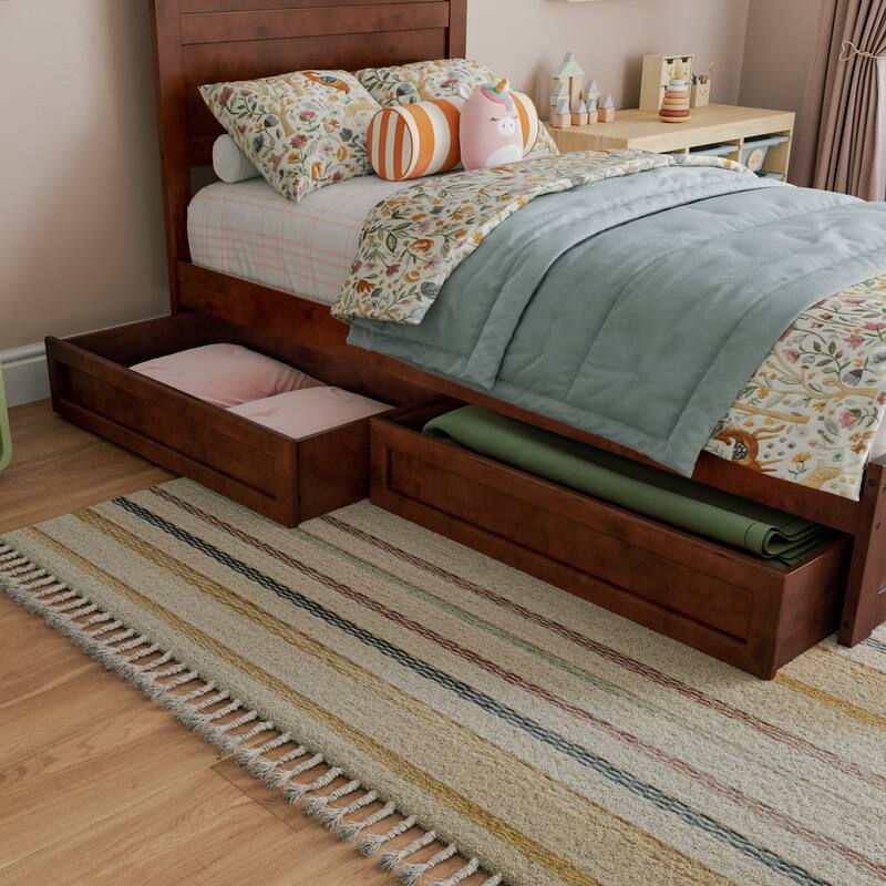 Aveline Wood Platform Bed with Matching Footboard & Storage Drawers