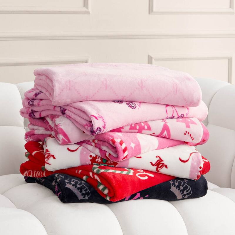 Juicy Couture Holiday Plush Throw Blankets