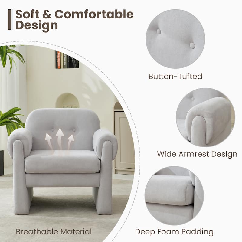 Modern Cloud Velvet Accent Chair with Removable Cushion for Living Room