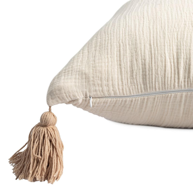 Sevita Solid Tasseled Turkish Cotton Throw Pillow
