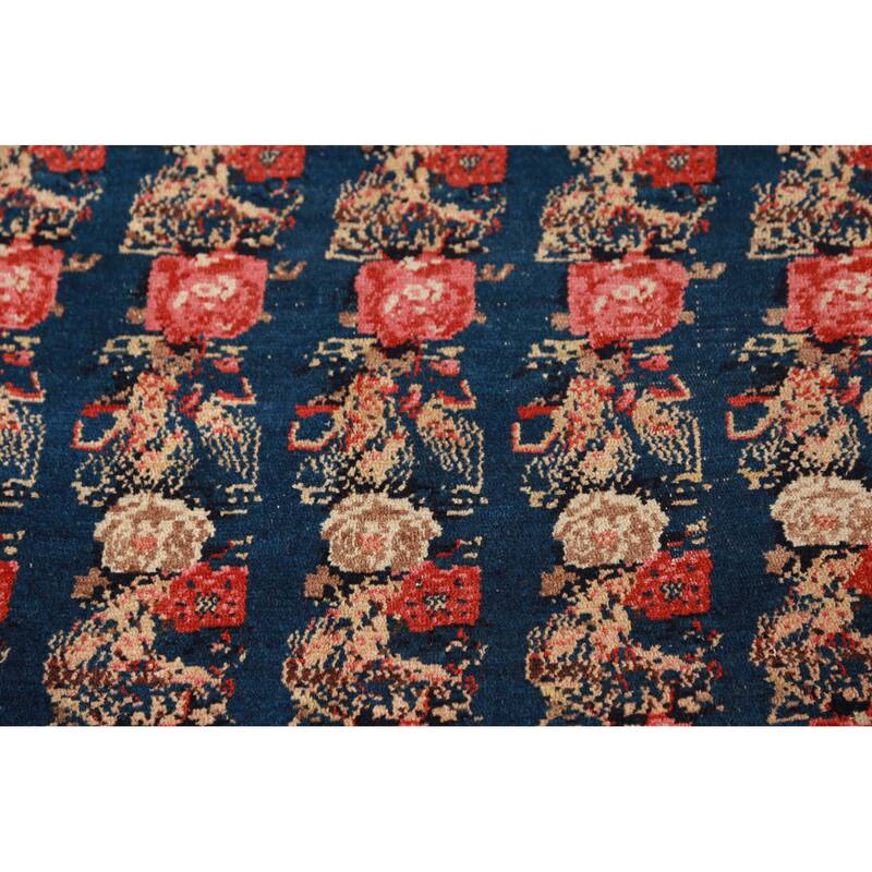 Hand Knotted Oriental 100% Wool Carpet Traditional All-Over Navy Blue & Blues Senneh Area Rug - 6' 3'' X 4' 3''