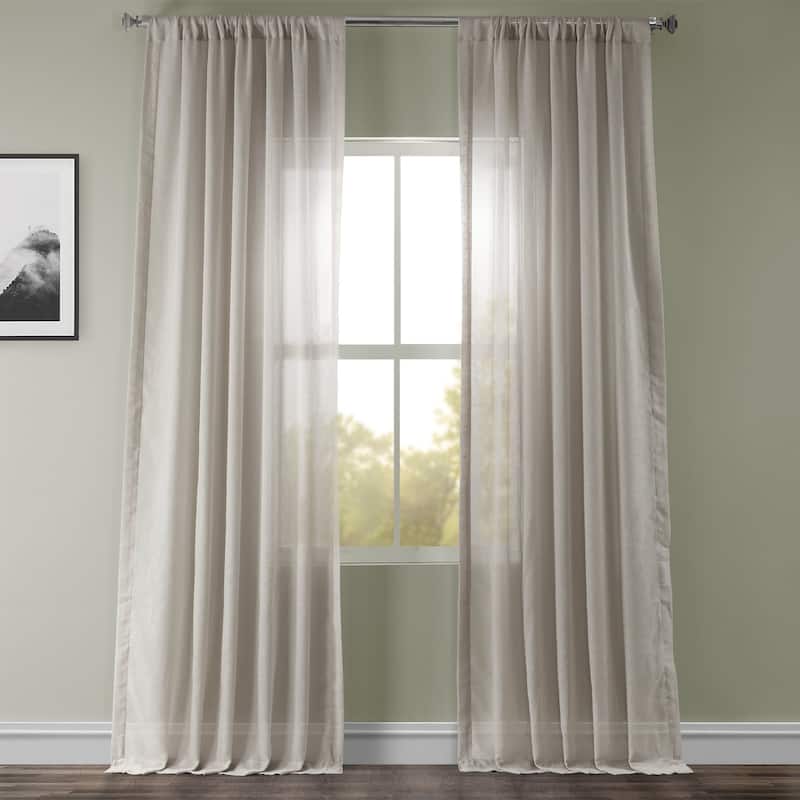 Exclusive Fabrics Tumbleweed Textured Faux Linen Sheer Curtains (1 Panel) - 50 X 84 - Tumbleweed