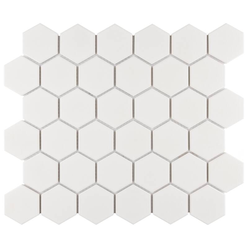 Merola Tile Gotham 2" Hex White 11-1/8" x 12-5/8" Porcelain Floor and Wall Tile