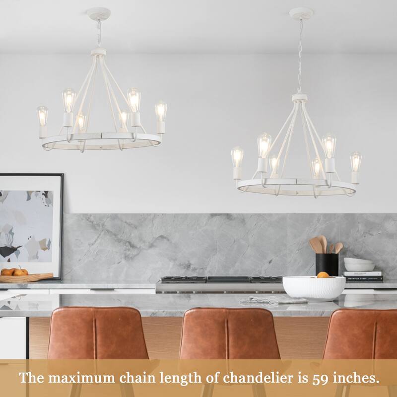 6-Light Candlestick Circle Wagon Wheel Foyer Chandelier Linear Island Chandelier Lighting for Dining Room