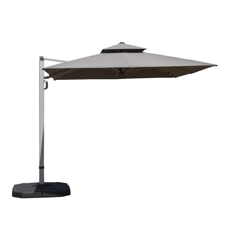 Rectangle Cantilever Umbrella with Center Pole, Gray (Base Not Included)